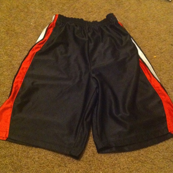 Red white and black basketball shorts