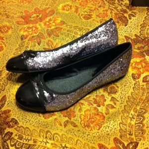 Black and silver glitzy ballet flats by MIA