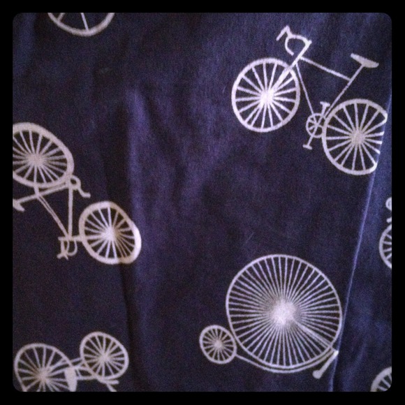 blue and cream bicycle anthropologie dress