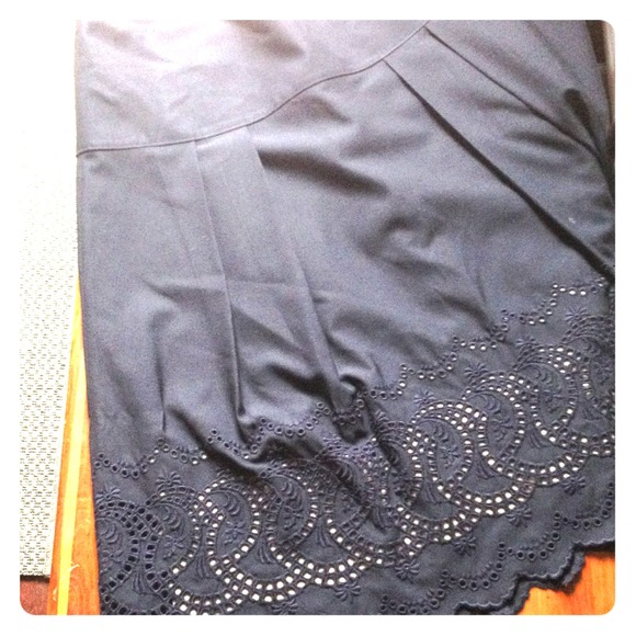 ann taylor blue and cream eyelet skirt