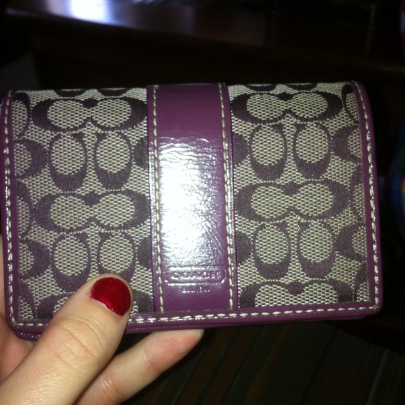 Purple leather coach wallet