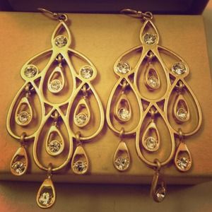 Lia Sophia Brushed nickel earrings.