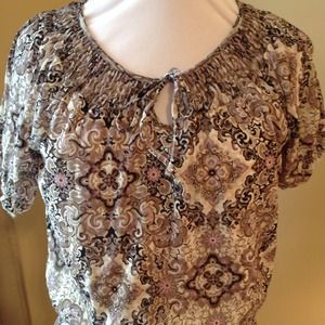 💋💋SOLD💋💋Brown Floral Peasant Top