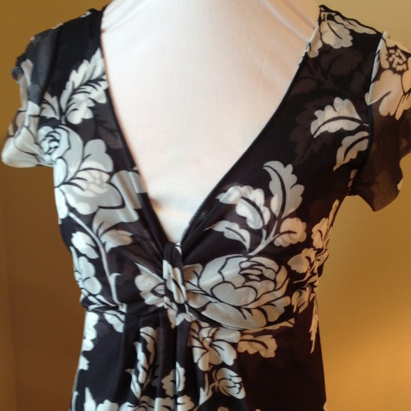 ***SOLD *** Dark Blue White Floral Top