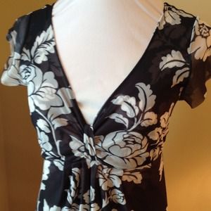 ***SOLD *** Dark Blue White Floral Top