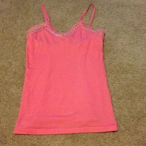 Coral Camisole with Lace Detail