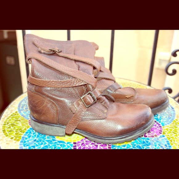 Brown Steve Madden Biker Combat Boots