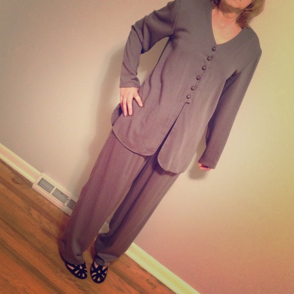 Vintage Dark Grey Pantsuit, Size Medium