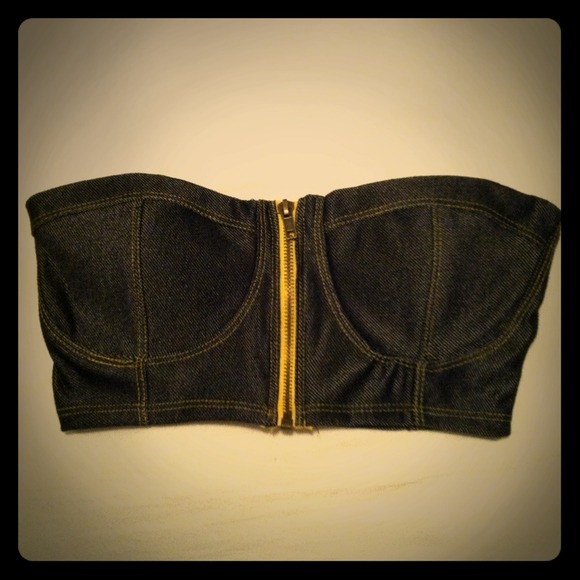 Super cute zip front bustier crop top medium