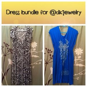 Brown/white and teal dresses