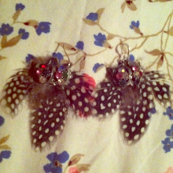 Feather owl earrings on sterling silver wires.