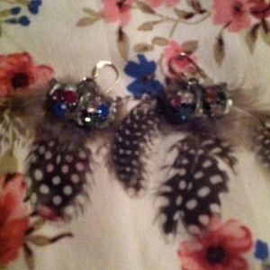 Feather owl earrings