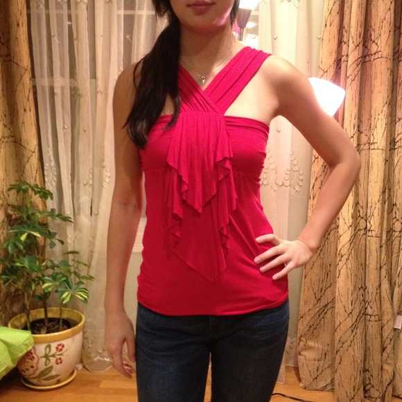 Red ruffled tank top