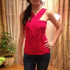 Red ruffled tank top