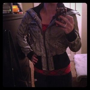 Cute Distressed Gray Faux Leather Jacket