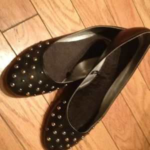 Black Flat Studded Shoes