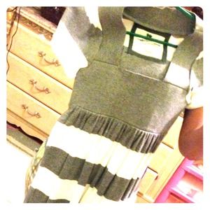 Grey and white babydoll top