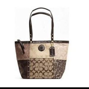 Authentic COACH F20075 Patchwork Tote with Trim