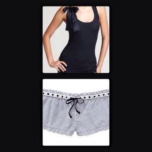 Juicy couture ribbed silk bow tank & boxer shorts