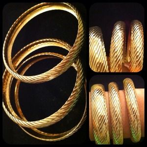 3 Thick Gold Bangles
