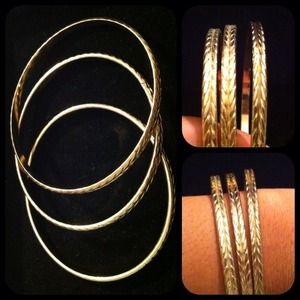 3 Thin Gold Bangles