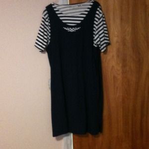 "SOLD" Navy Blue and White Sundress "REDUCED".