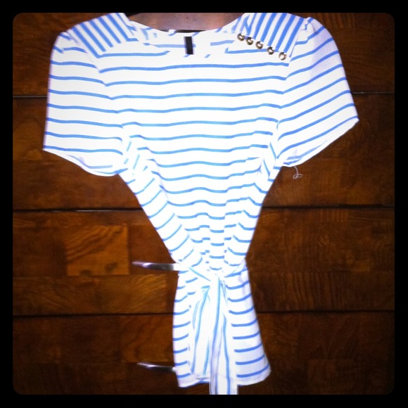 Stripped blouse, cinches at the waist