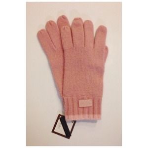 COACH Pink Ribbed Knit Glove