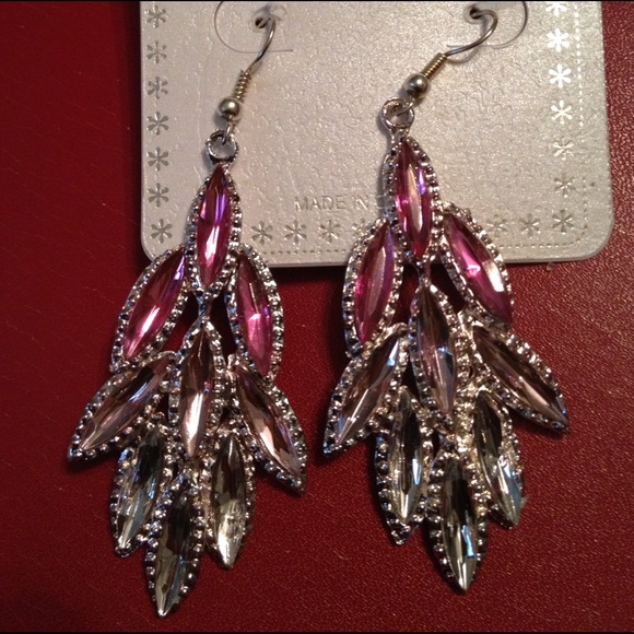 Sparkly Jeweled Silver Plated Earrings