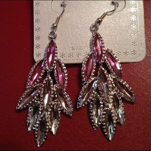 Sparkly Jeweled Silver Plated Earrings