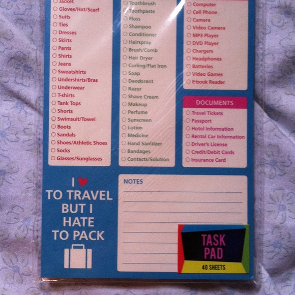 Travel to do list.