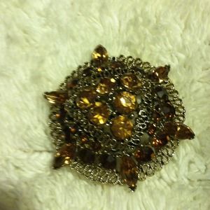 Vintage smokey topaz broach