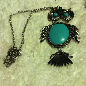 Vintage turquoise owl necklace