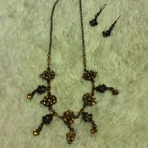 Smokey topaz necklace/ earring set