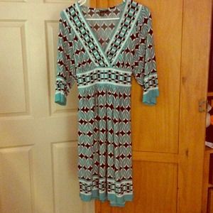 Aqua, black & white...semi-wrap dress, never worn!