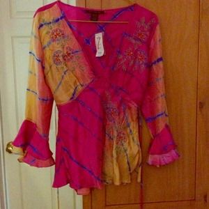 Silk embroidered party top!