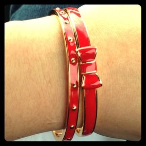 Kate spade red and gold bangle set
