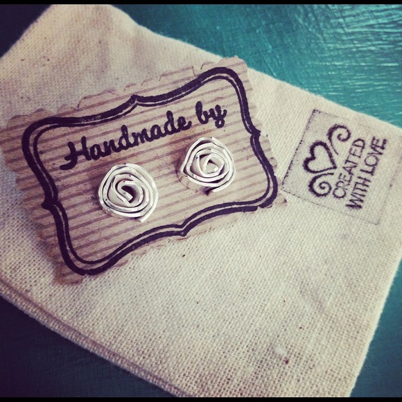 Sterling silver hand made studs earrings
