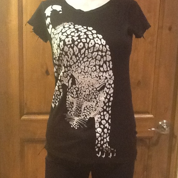 Lauren Moshi Tops - Distressed Leopard tee tshirt