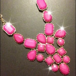 RESERVED Stunning Pink Gold Statement Bib Necklace