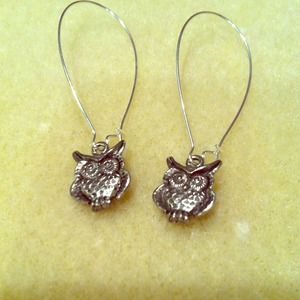 Silver owl earrings