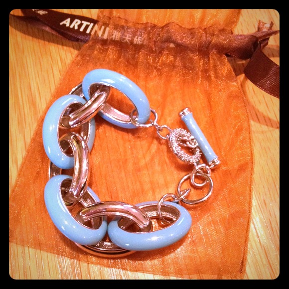 Turquoise and silver chunky chain bracelet