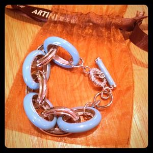 Turquoise and silver chunky chain bracelet