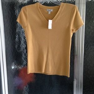 NWT Dress Barn Mustard Yellow Short Sleeve Sweater
