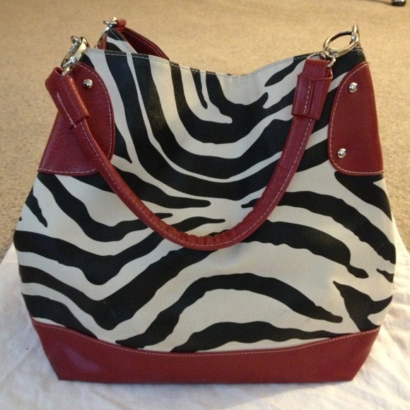 Black & red zebra hobo bag