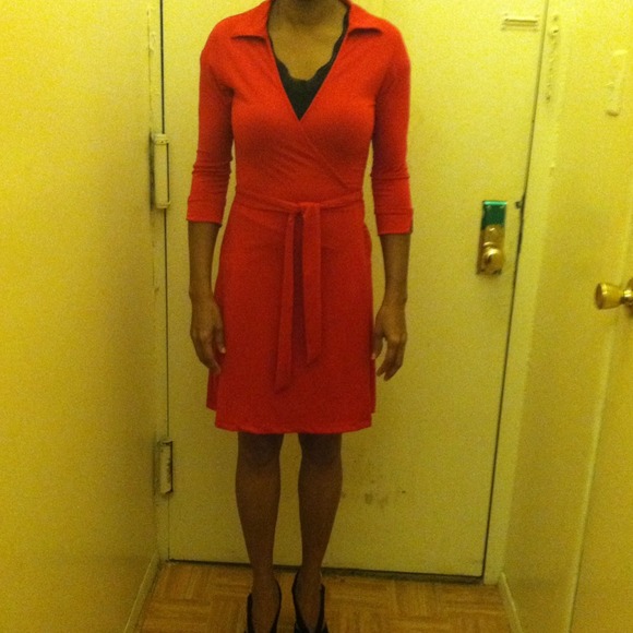 Red wrap dress