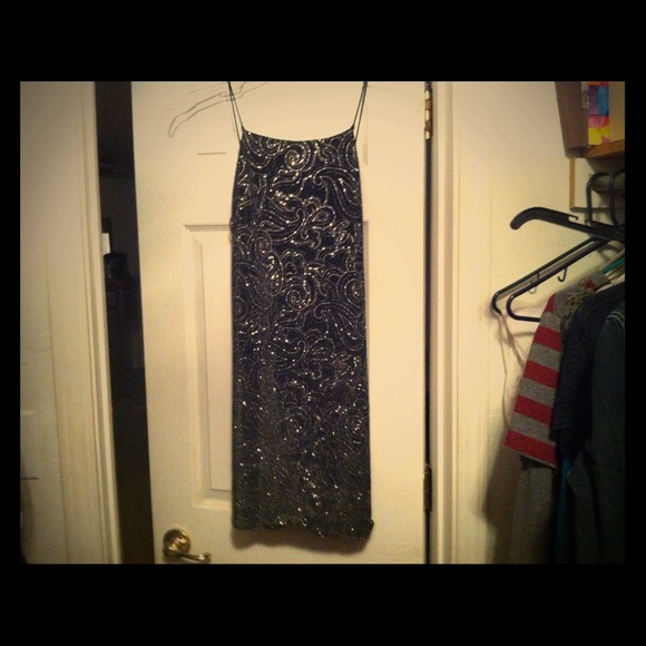 Black sparkly paisley print cocktail dress