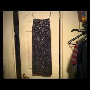 Black sparkly paisley print cocktail dress