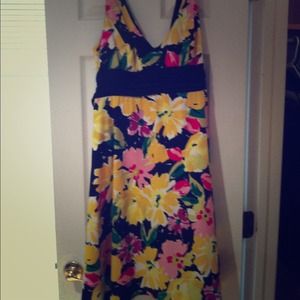 Multi color dress with tie in the back! Low cut