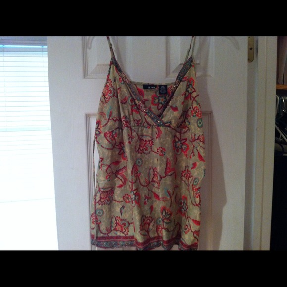 Beaded spaghetti strap tank